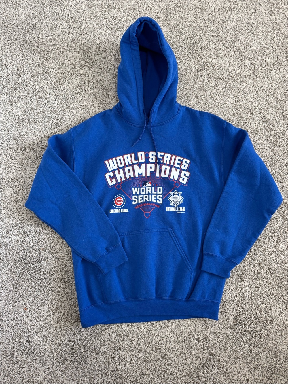Chicago Cubs 2016 World Series Champions Blue Hoodie Sweatshirt Unisex Medium